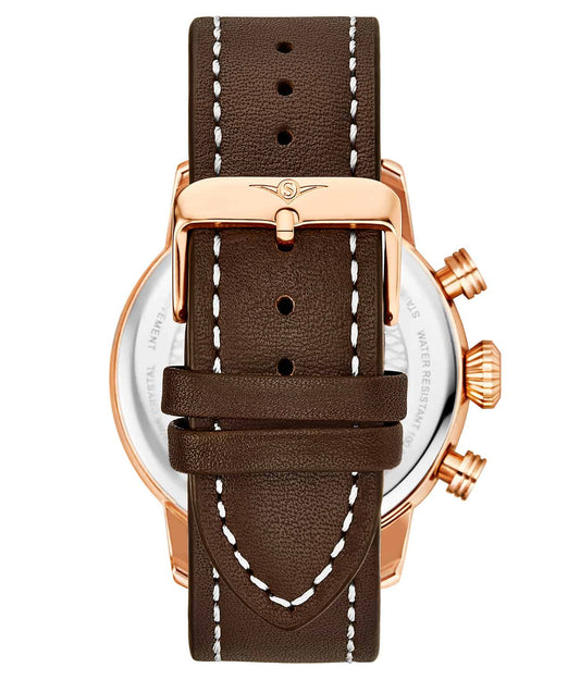 Blue Dial / Rose Case / Brown Band