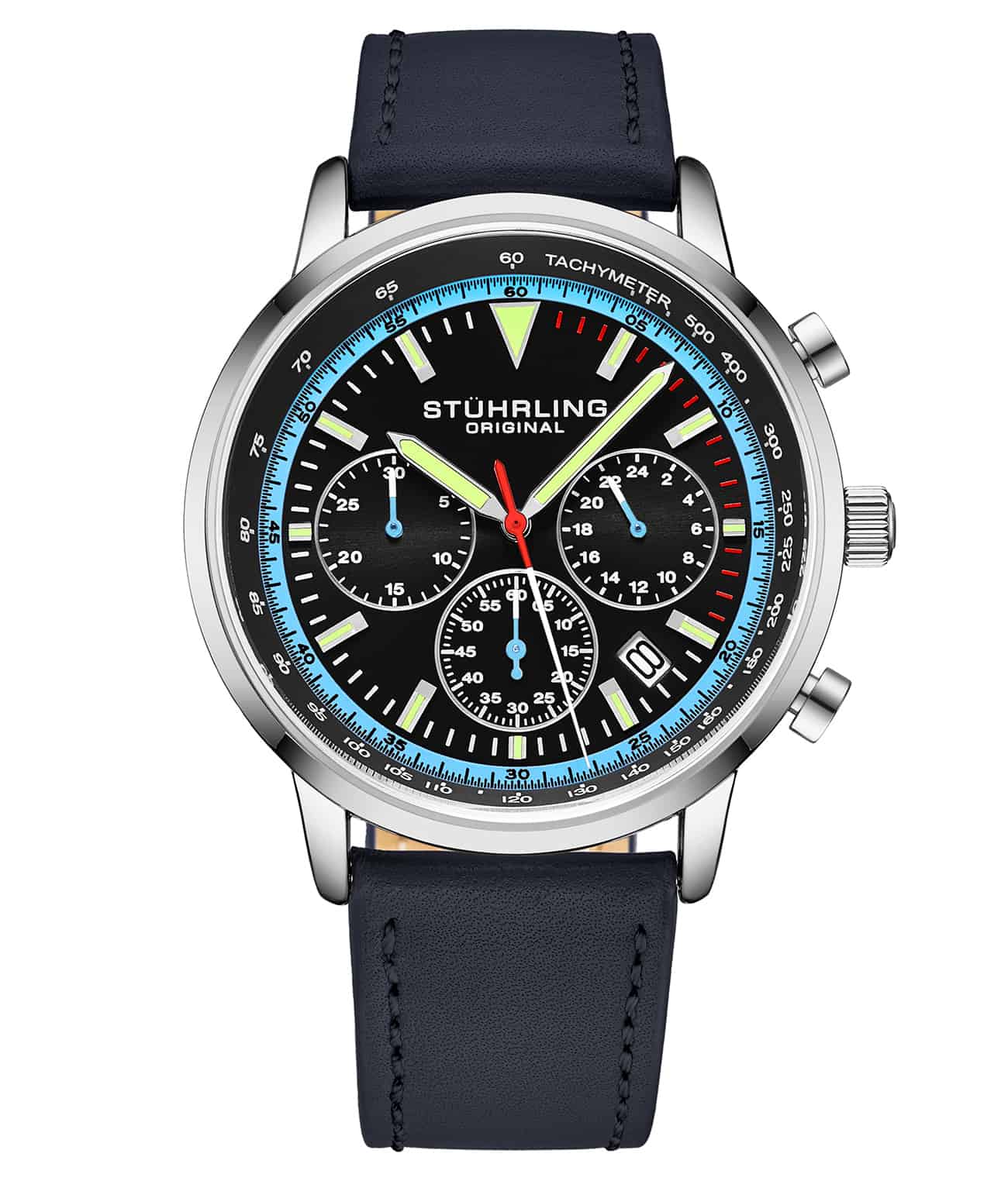 Black Dial / Silver Case / Blue Band
