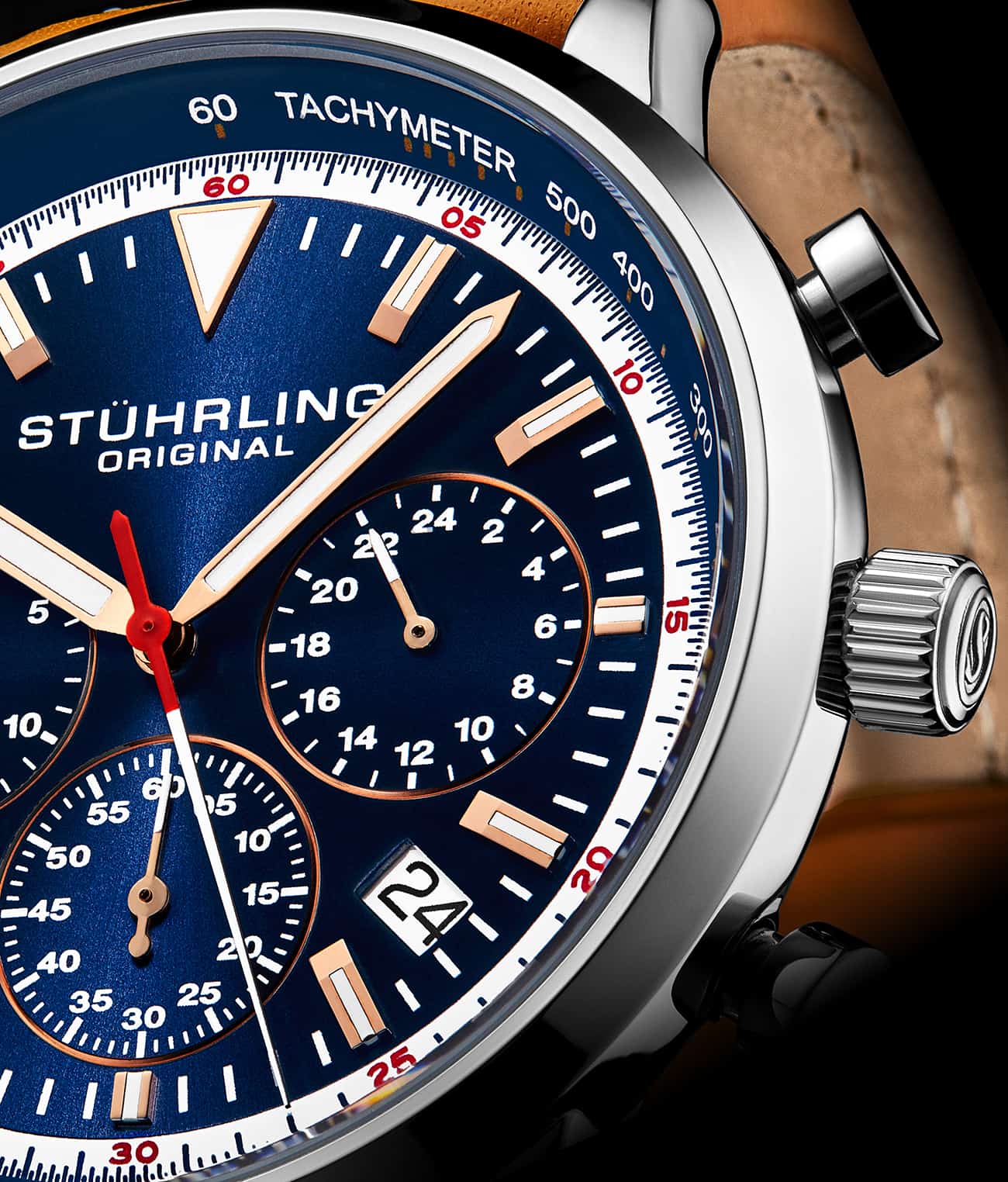 Blue Dial / Silver Case / Tan Band