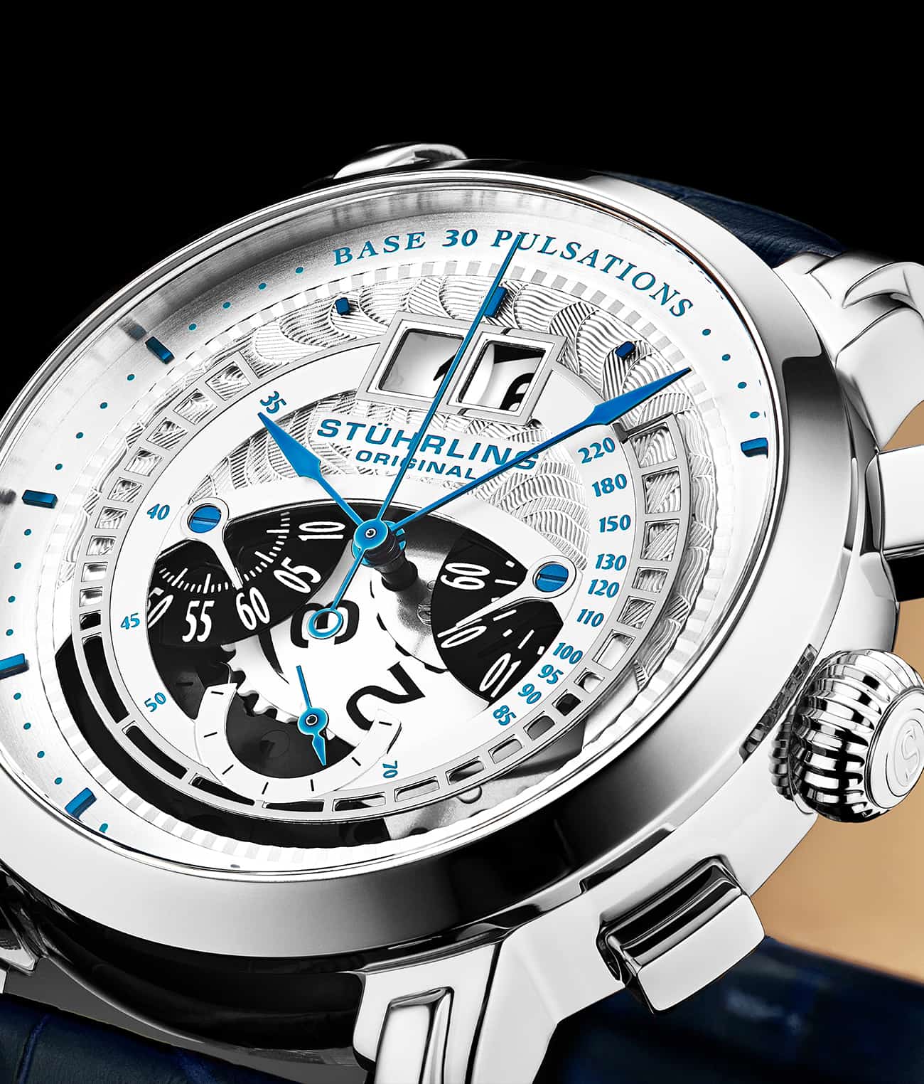 Silver Dial / Silver Case / Blue Band