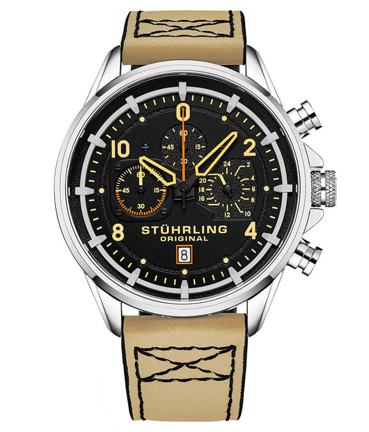 Black Dial / Silver Case / Beige Band
