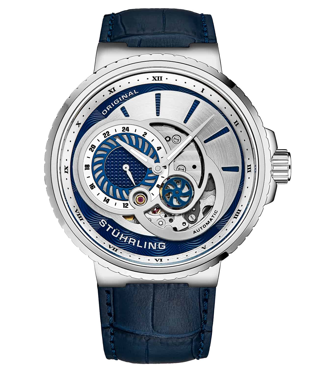 Silver Dial / Silver Case / Blue Band